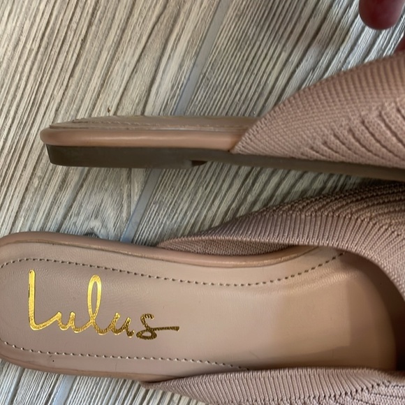 Lulus Jeaney Light Nude Ribbed Knit Pointed-Toe Mule Slides - Picture 6 of 6